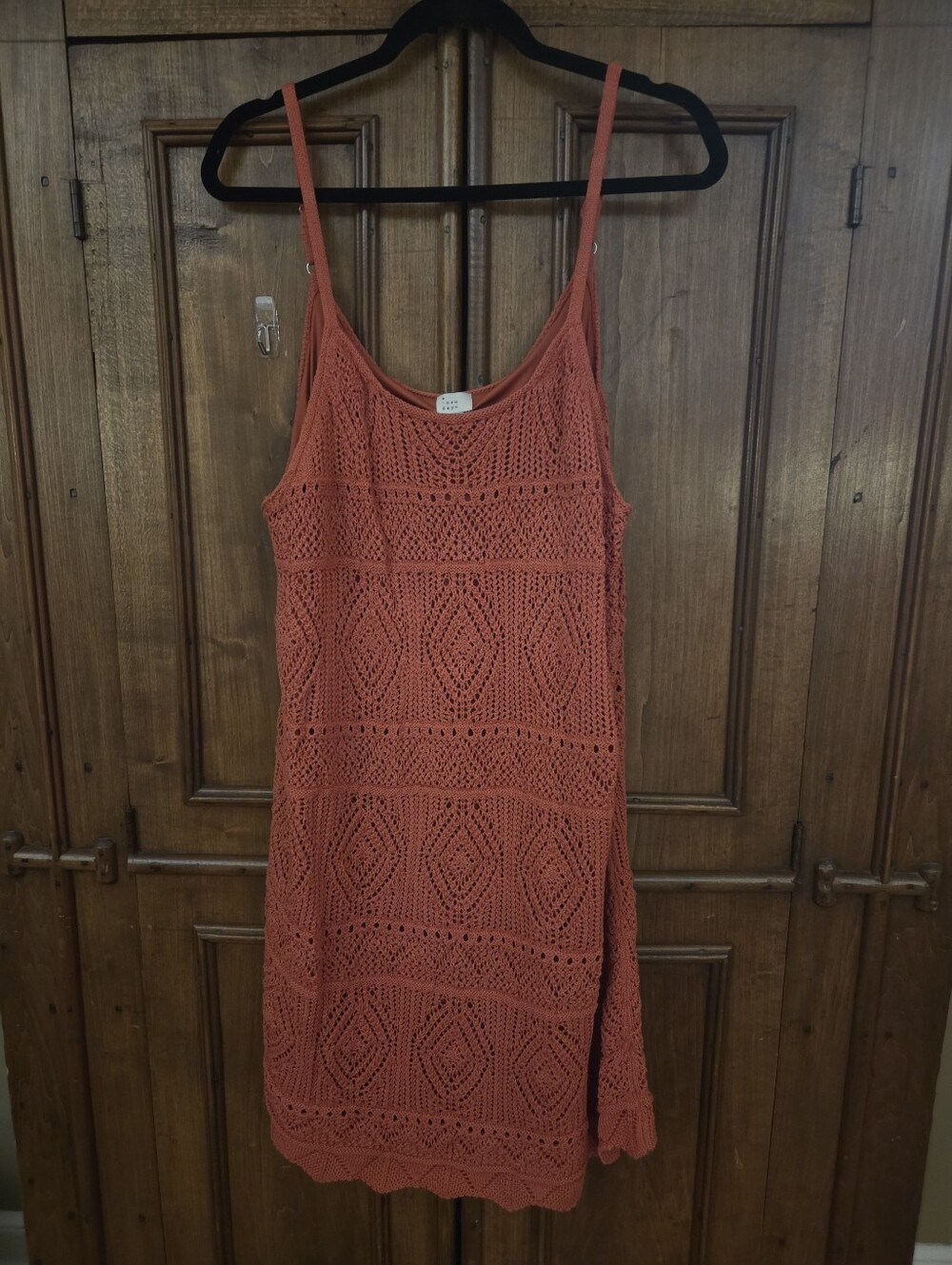 a new day Rust Orange Crochet Dress